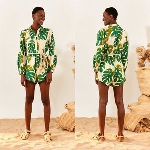 NWT FARM RIO Monstera Romper, sz XS